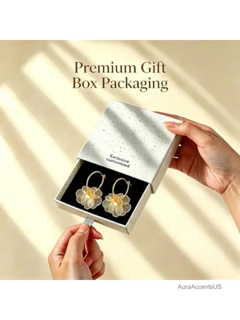 14K Gold Plated Dangle Flower Earrings for Women Statement Floral Jewelry Gift